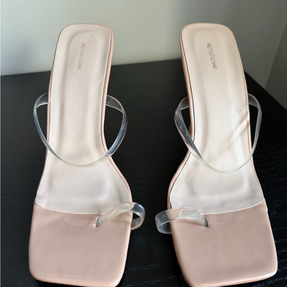 PrettyLittleThing Nude Square-Toe Heels